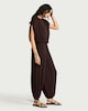 image 1 of F&F Textured Elasticated Cuff Balloon Co-ord Trousers in Chocolate