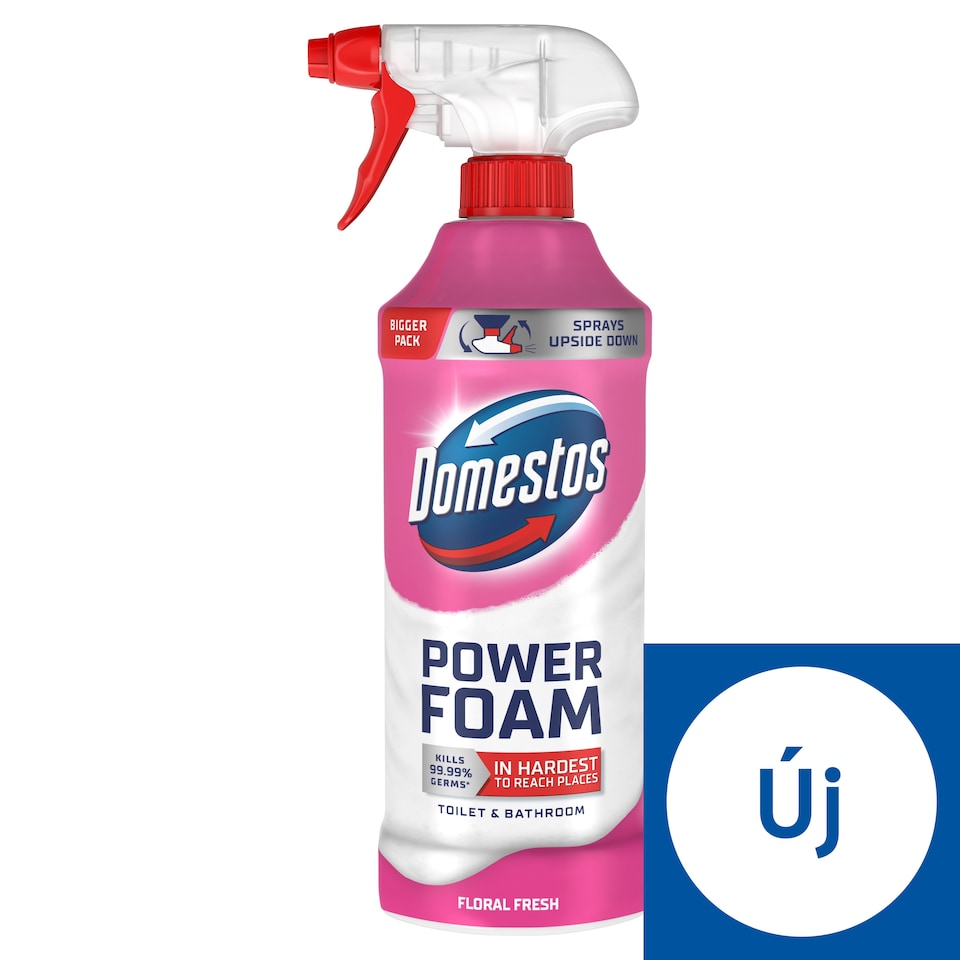 Domestos Power Foam Floral Fresh WC és fürdőszoba tisztító és fertőtlenítő hab 650 ml