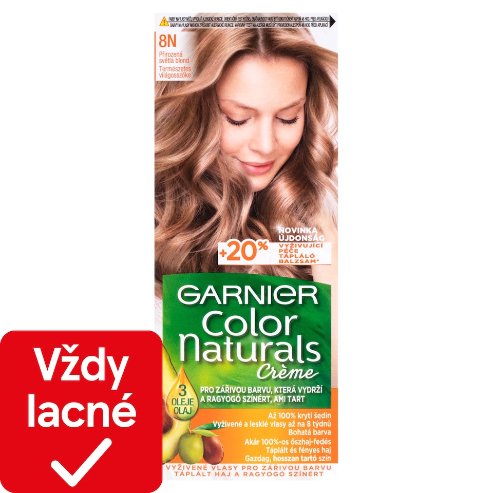 Garnier Color Naturals permanentná farba na vlasy 8 N Stredná blond, 60 +40 +12 ml