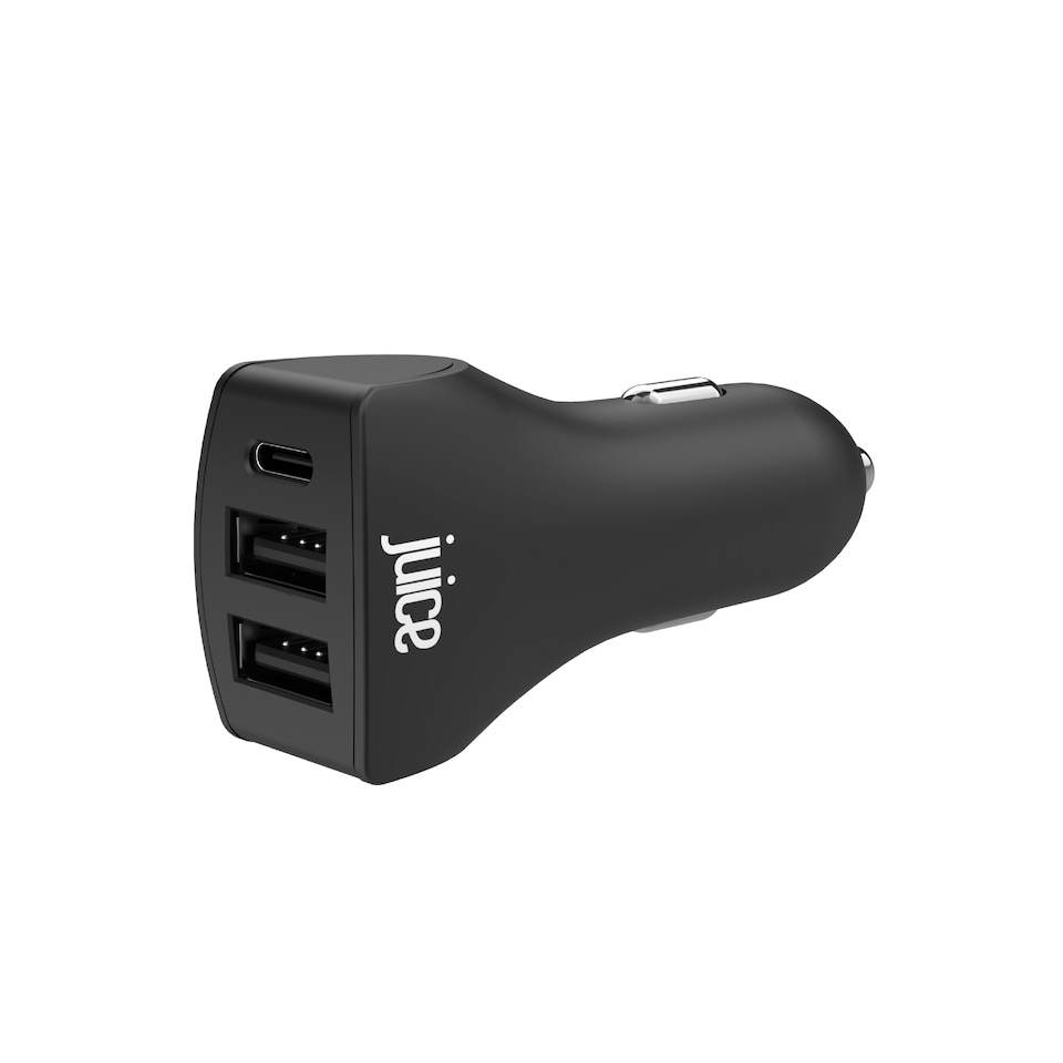 image 1 of Juice 37watt 3 Port USB Type C Fast Car Charge Black