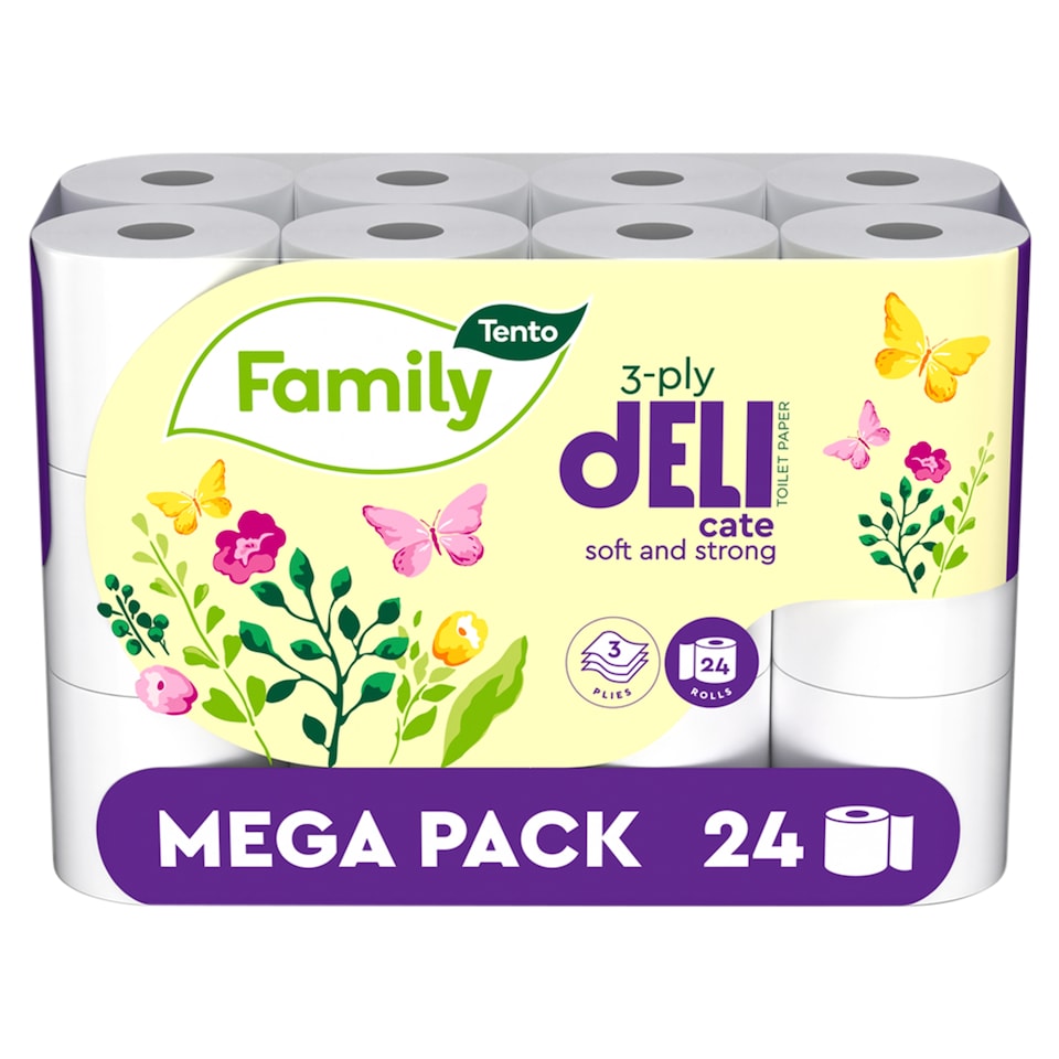 Tento Family Delicate Toilet Paper 3 Ply 24 Rolls