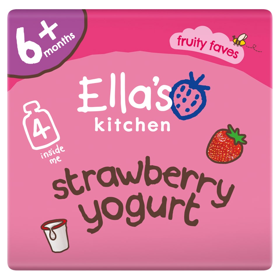 image 1 of Ella's Kitchen Organic Greek style strawberry yogurt 4x90g