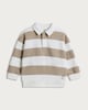 image 4 of F&F Boys Cotton Rich Stripe Print Rugby Sweatshirt in Stone