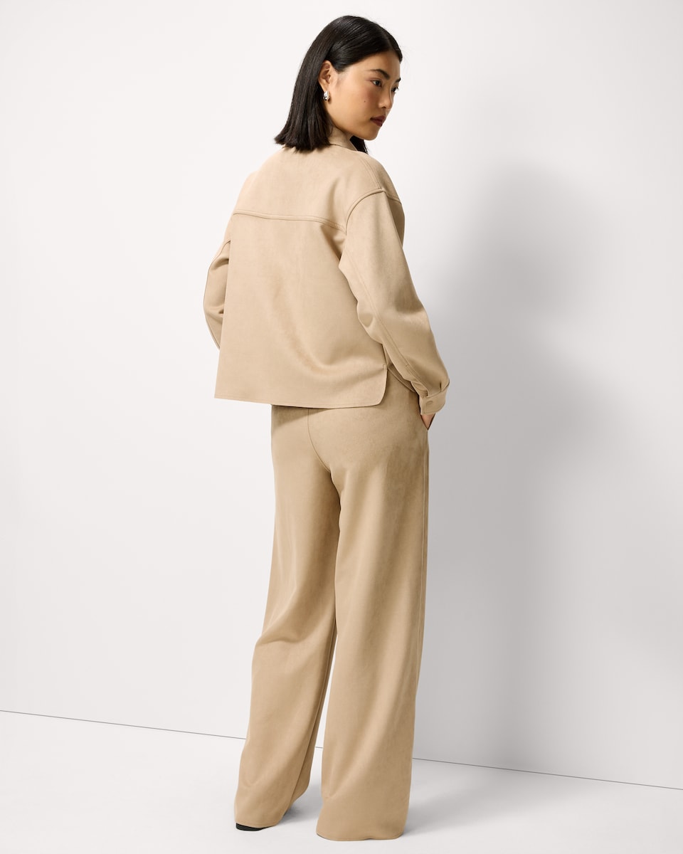 image 1 of F&F Faux Suede Wide Leg Co-ord Joggers in Tan