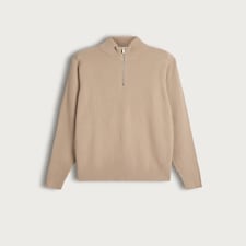 F&F Pure Cotton Ribbed Half Zip Jumper in Cream