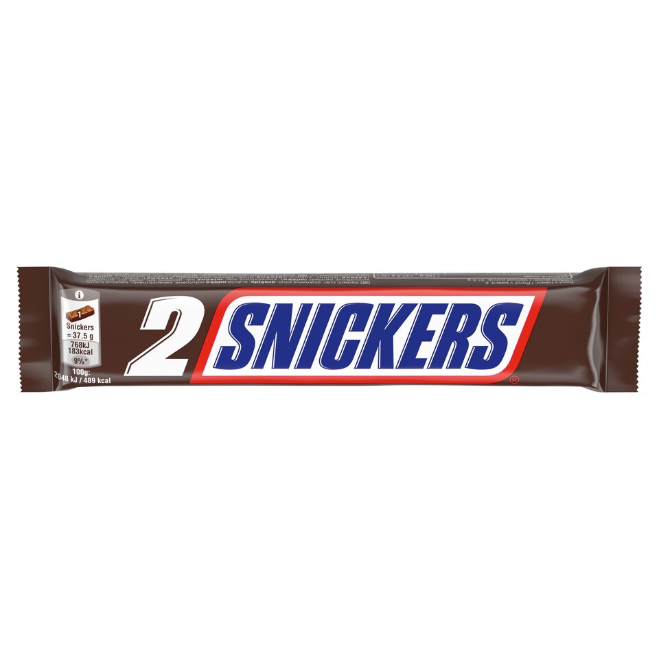 Snickers Milk Chocolate Filled with Nougat, Caramel 2 x 37.5g (75g)