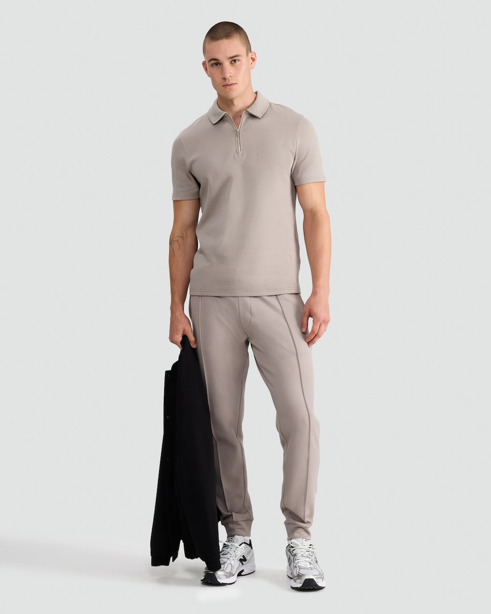 image 1 of The F&F Edit Cotton Rich Twill Textured Cuffed Joggers in Brown