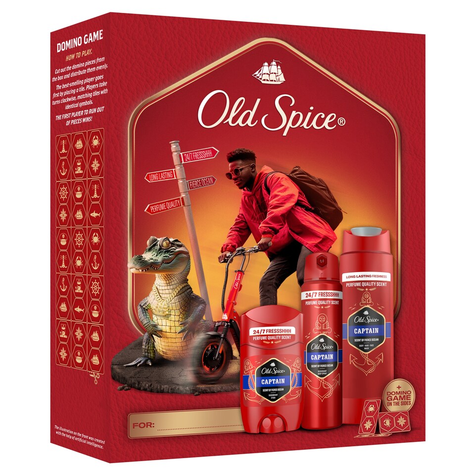Obrázek 1 pro produkt Old Spice Dárková Sada S Tuhým Deodorantem, Sprejem A Sprchovým Gelem Captain