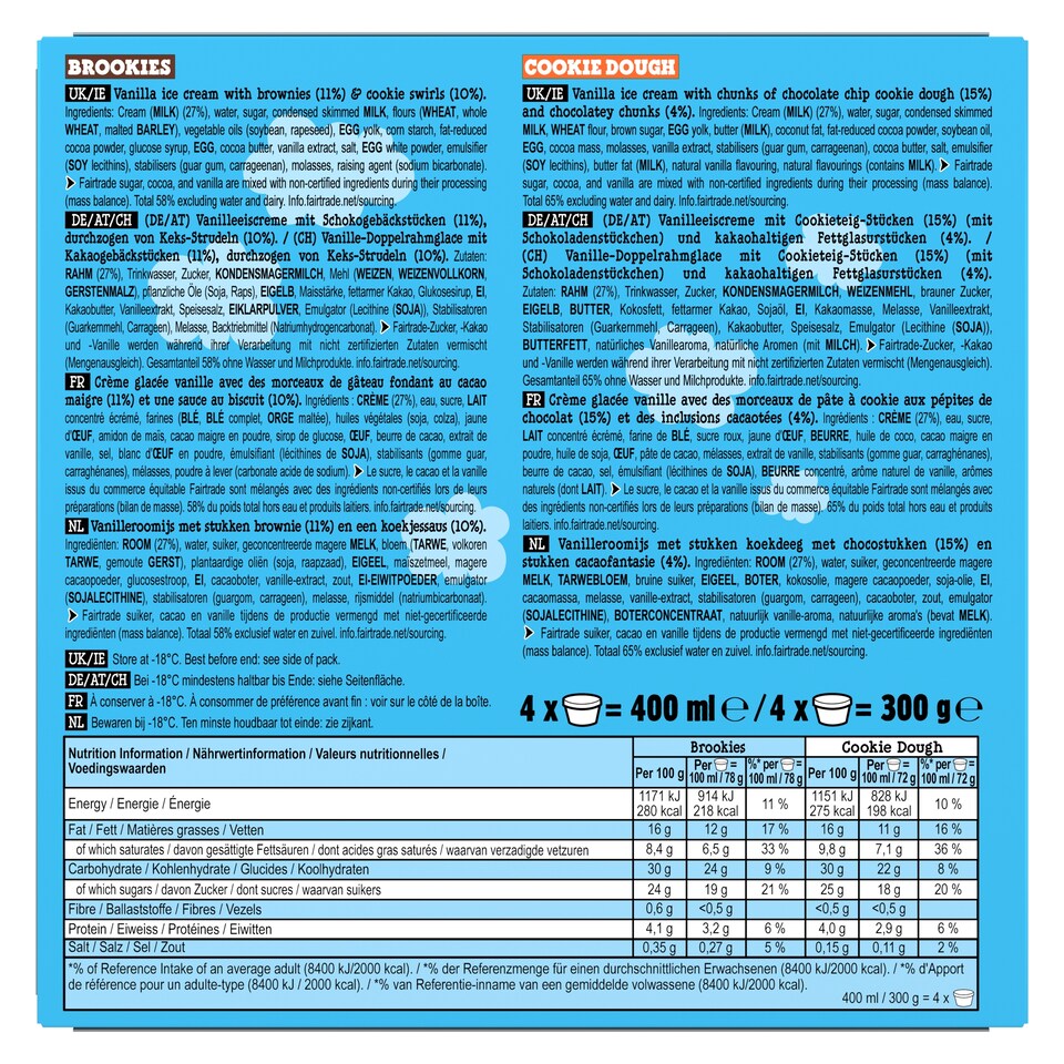 image 1 of Ben & Jerry's Cool-lection Brookie Dough Ice Cream 4 x 100ml