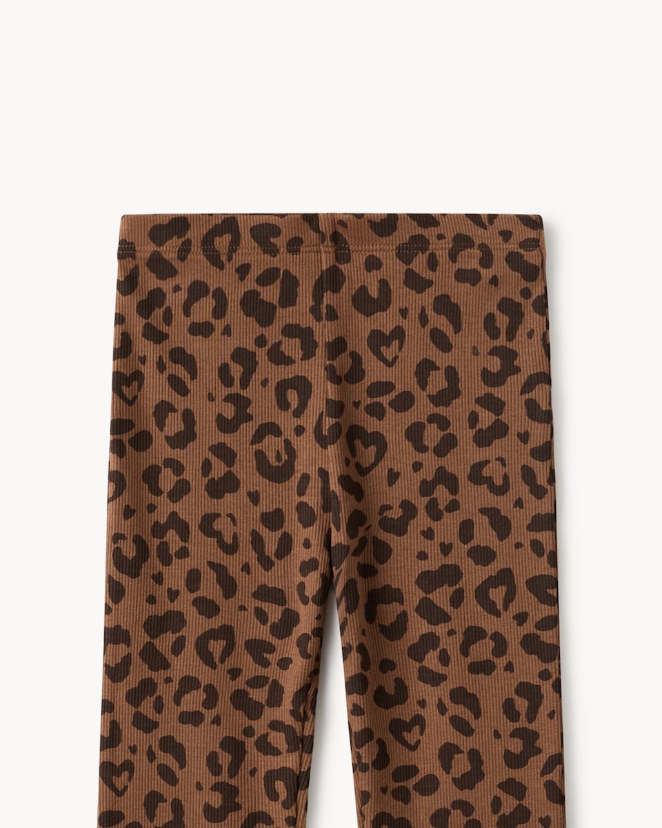 image 1 of F&F Girls 2-Pack Cotton Rich Animal Print Flared Leggings in Multi Brown