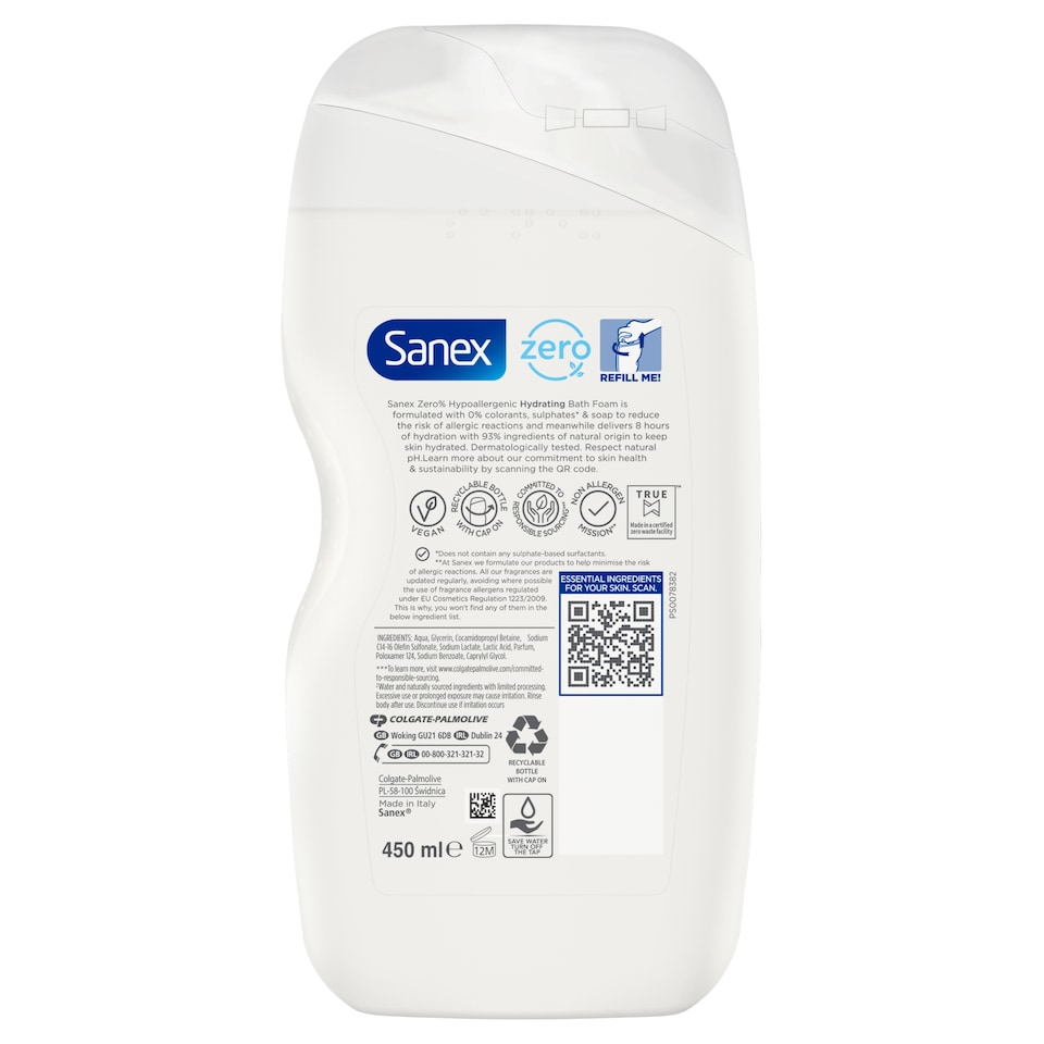 image 1 of Sanex Zero % Normal Skin Bath Soak 450Ml