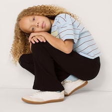 F&F Girls Cotton Rich Ribbed Leggings in Brown