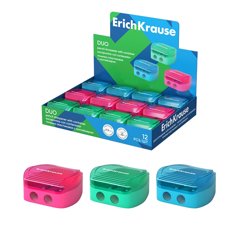 image 1 of Erich Krause Duo Plastic Sharpener with Container