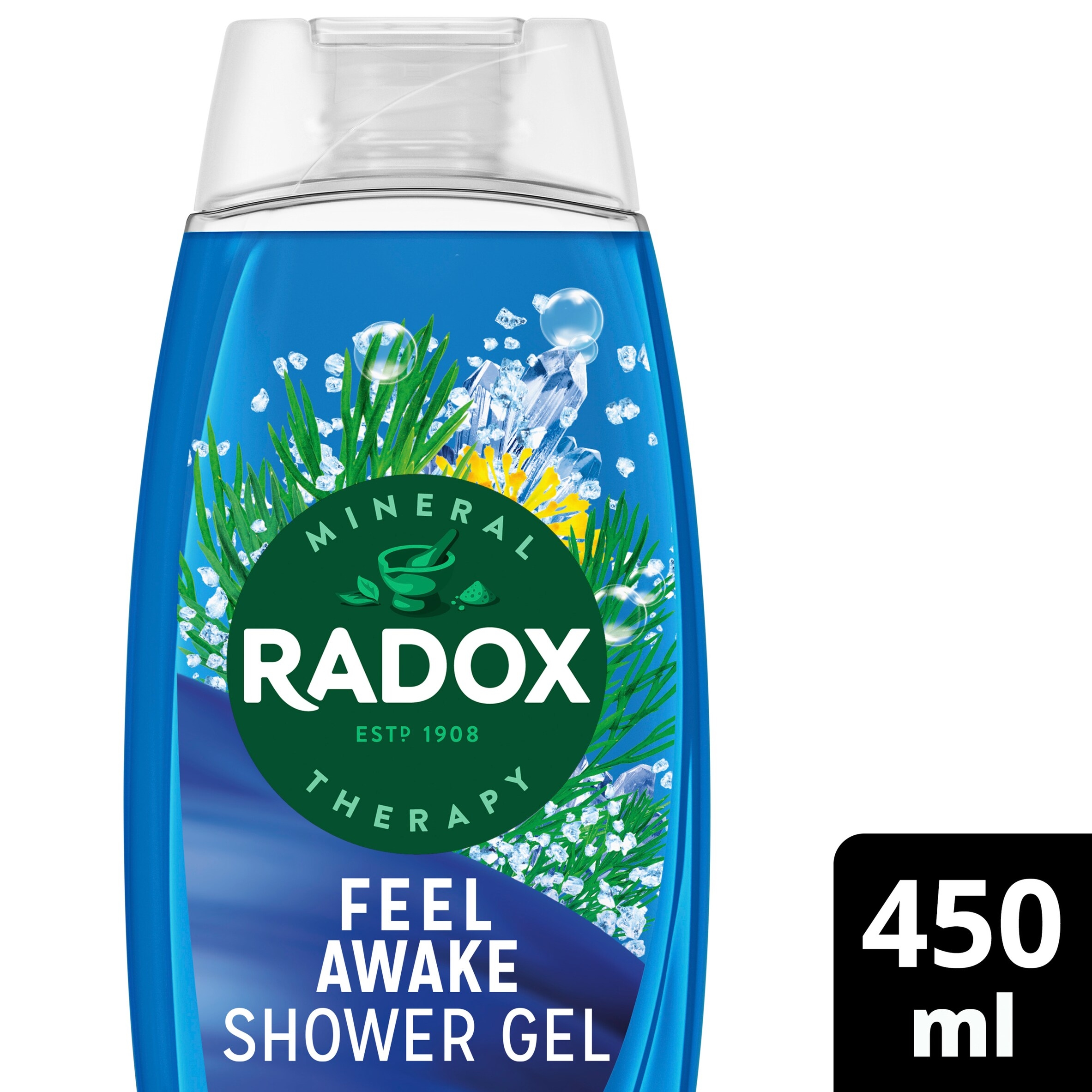 image 1 of Radox Sea Minerals Feel Awake 2-in-1 Shower Gel Body Wash Shampoo 450ml