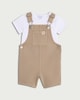 image 1 of F&F Baby 2-Piece Pure Cotton Dungarees and Bodysuit Set in Tan