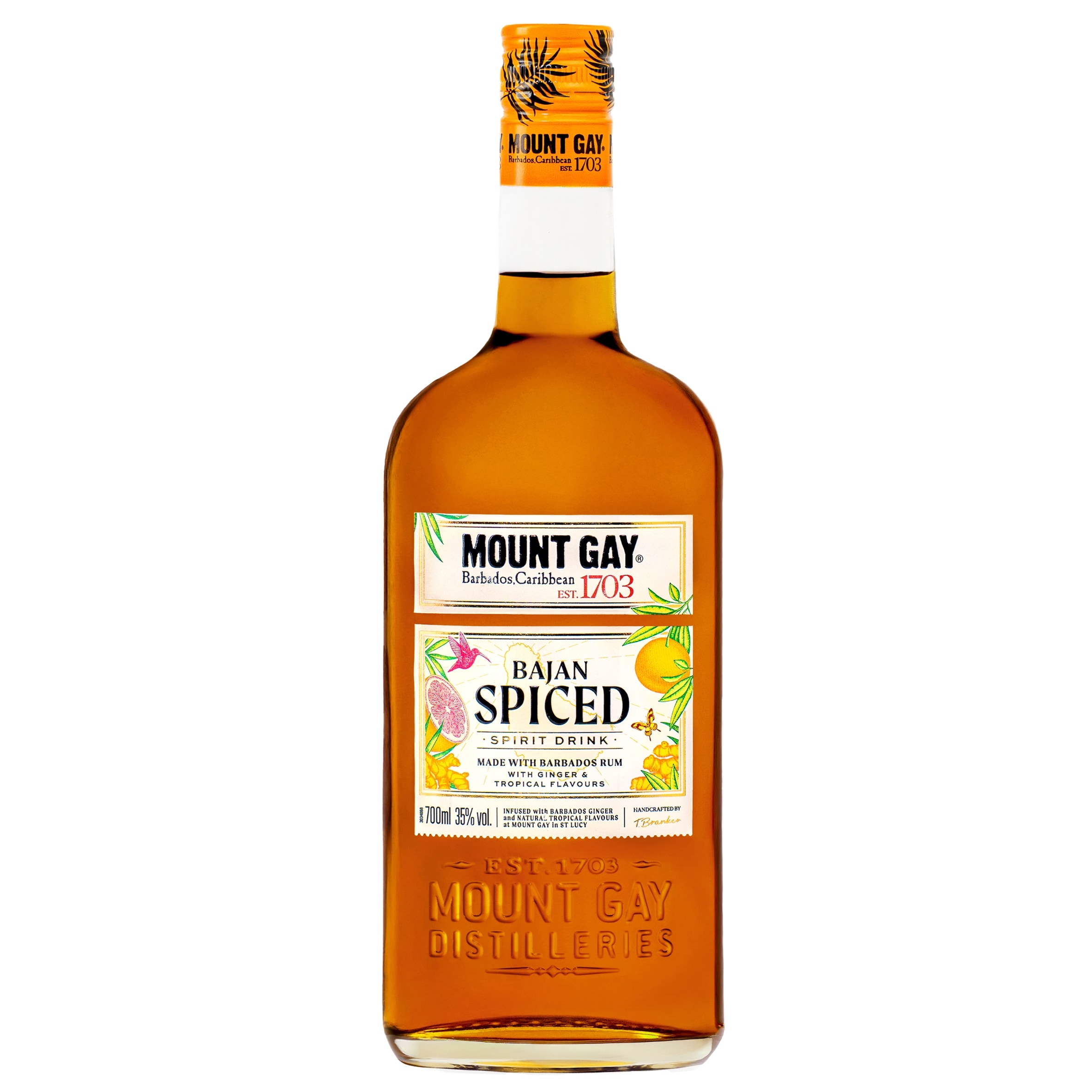 Mount Gay Bajan Spiced with Ginger and Tropical 70cl.