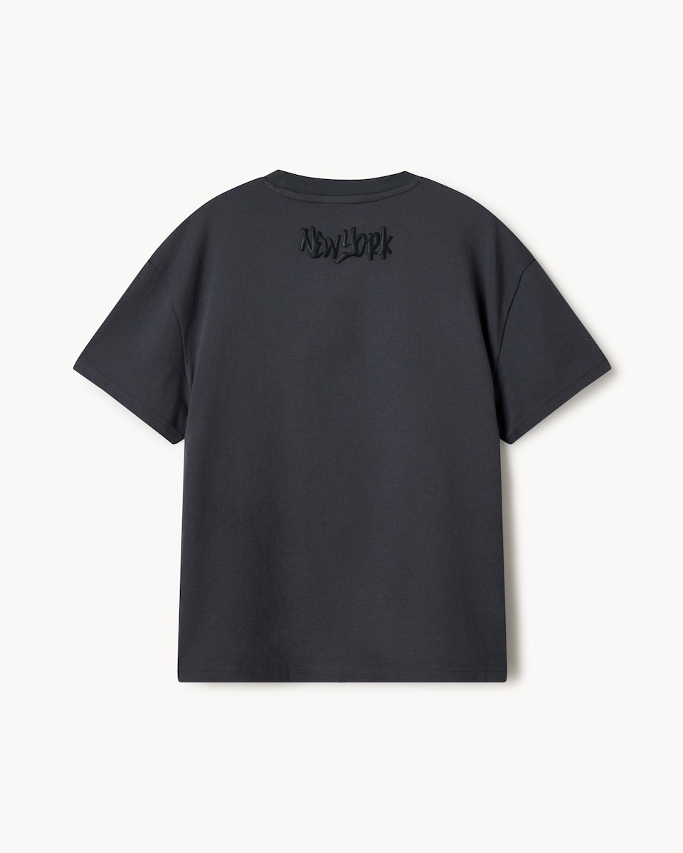 image 1 of F&F Boys Pure Cotton Brooklyn T-Shirt in Grey