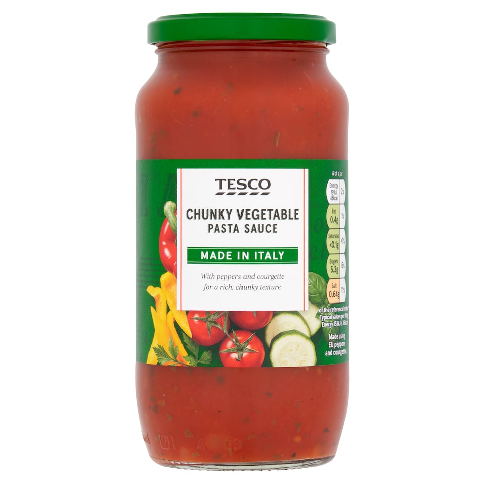 Tesco Hotová paradajková omáčka s paprikou a cuketou 500 g