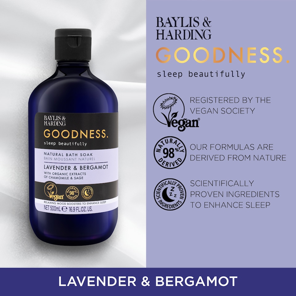 image 1 of Baylis & Harding Goodness Natural Bath Soak - Lavender & Bergamot 500ml