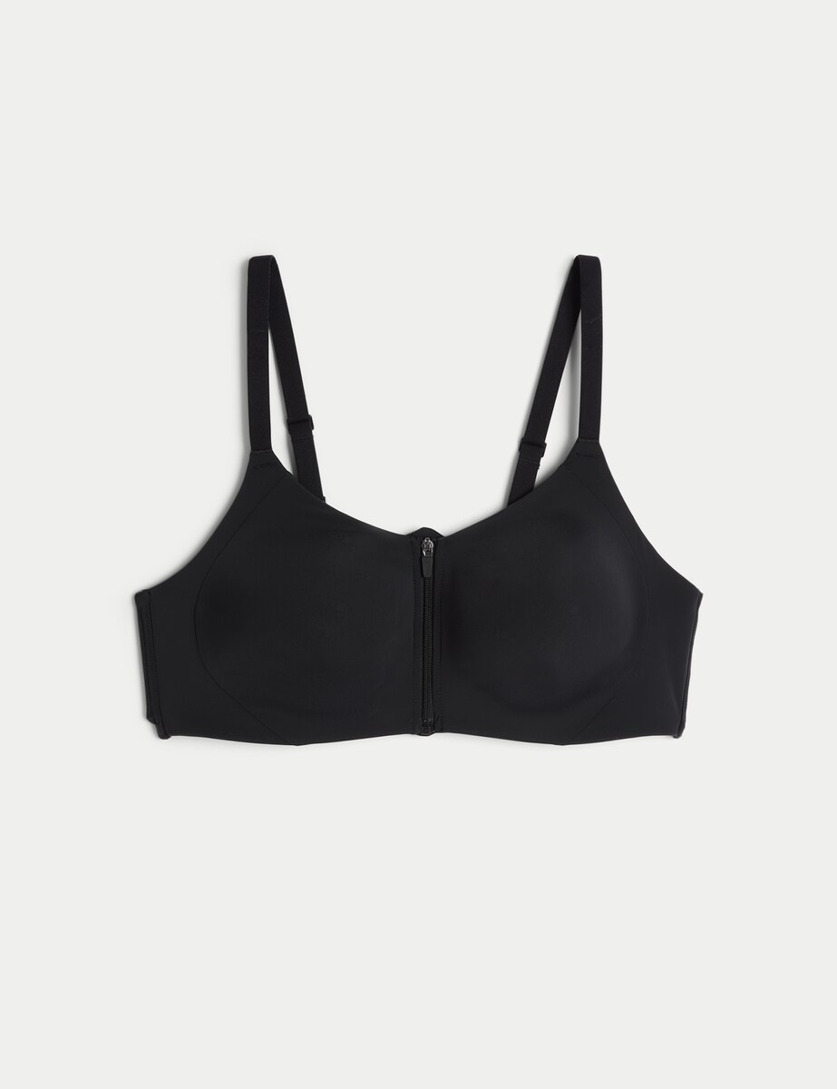 image 1 of F&F Contour Zip Front Bra in Black