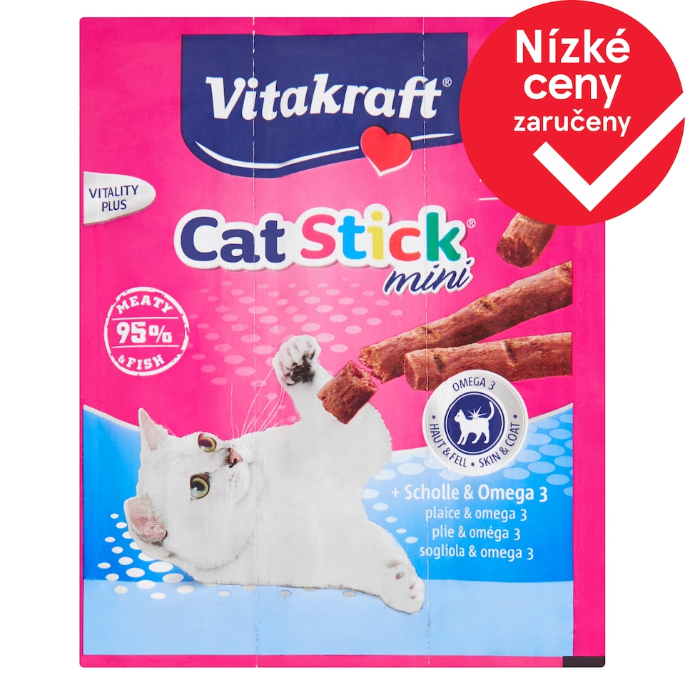 Vitakraft Cat Stick mini s příchutí platýse 3 ks 18g