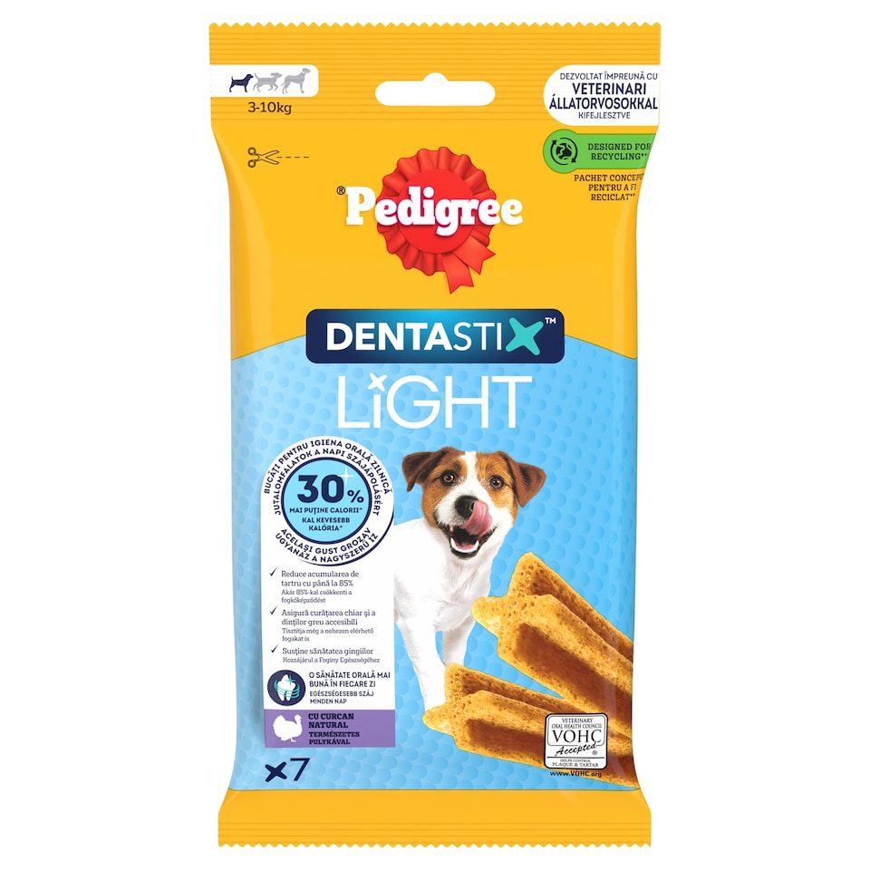 Pedigree Dentastix Light kiegészítő állateledel 4 hónapnál idősebb kutyák számára pulykával 58 g