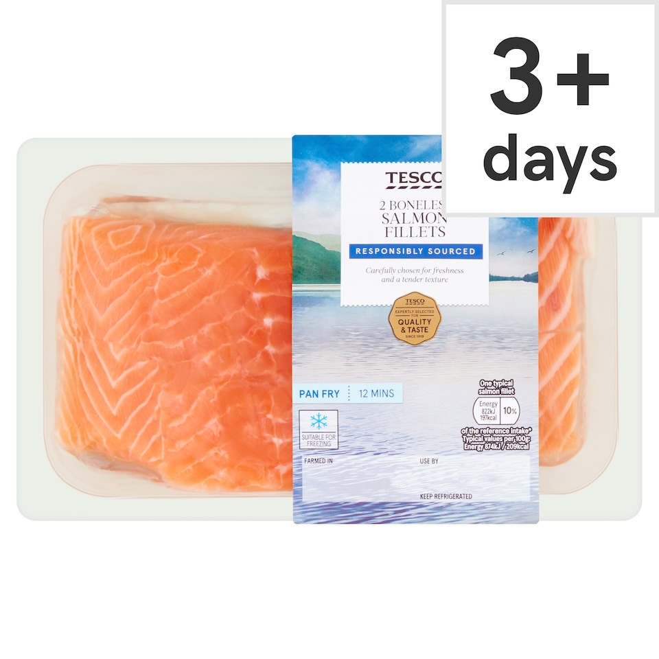 Tesco 2 Boneless Salmon Fillets 260G