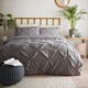 image 1 of Cosmoliving Grey Pintuck Duvet Set Kingsize