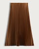 image 5 of The F&F Edit Satin Pleated Midi Skirt in Camel