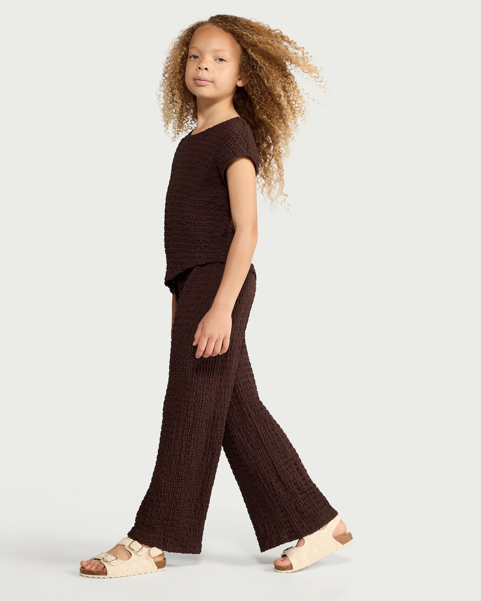 image 1 of F&F Girls 2-Piece Textured Set in Brown