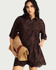 image 2 of The F&F Edit Pure Cotton Embroidered Scallop Hem Co-ord Shirt in Chocolate