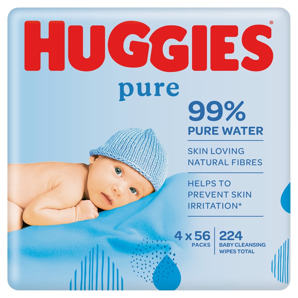 image 1 of Huggies Pure Baby Wipes 4 Pack 224 Wipes