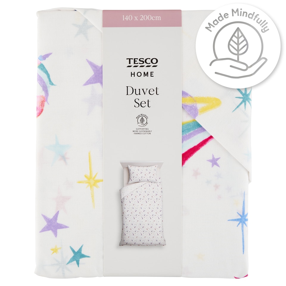 image 1 of Tesco Home Unicorn Bedset Duvet Set 140 x 200 cm
