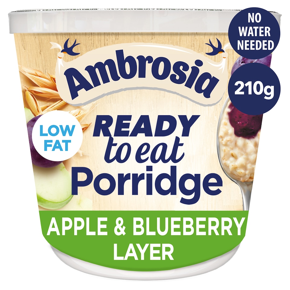 image 1 of AMBROSIA READY TO EAT APPLE & BLUEBERRY PORRIDGE POT 210g