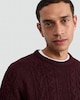 image 2 of F&F Crew Neck Cable Knit Jumper in Burgundy