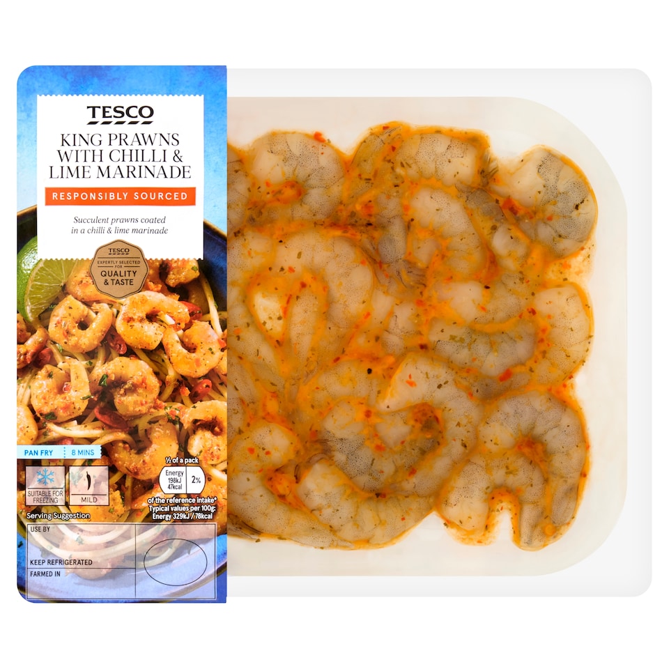 Tesco King Prawns With Chilli And Lime Marinade 165G