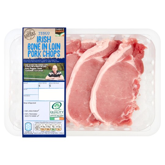 Tesco Irish Pork Bone In Chops 500g Tesco Groceries