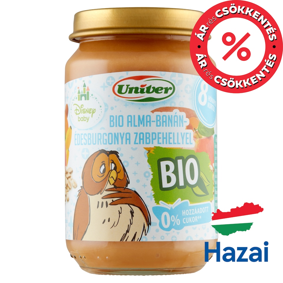 Univer Disney Baby bio alma-banán-édesburgonya zabpehellyel bébidesszert 8 hónapos kortól 163 g