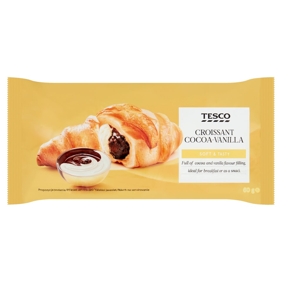 Tesco Croissant with Cocoa and Vanilla Flavoured Filling 60 g