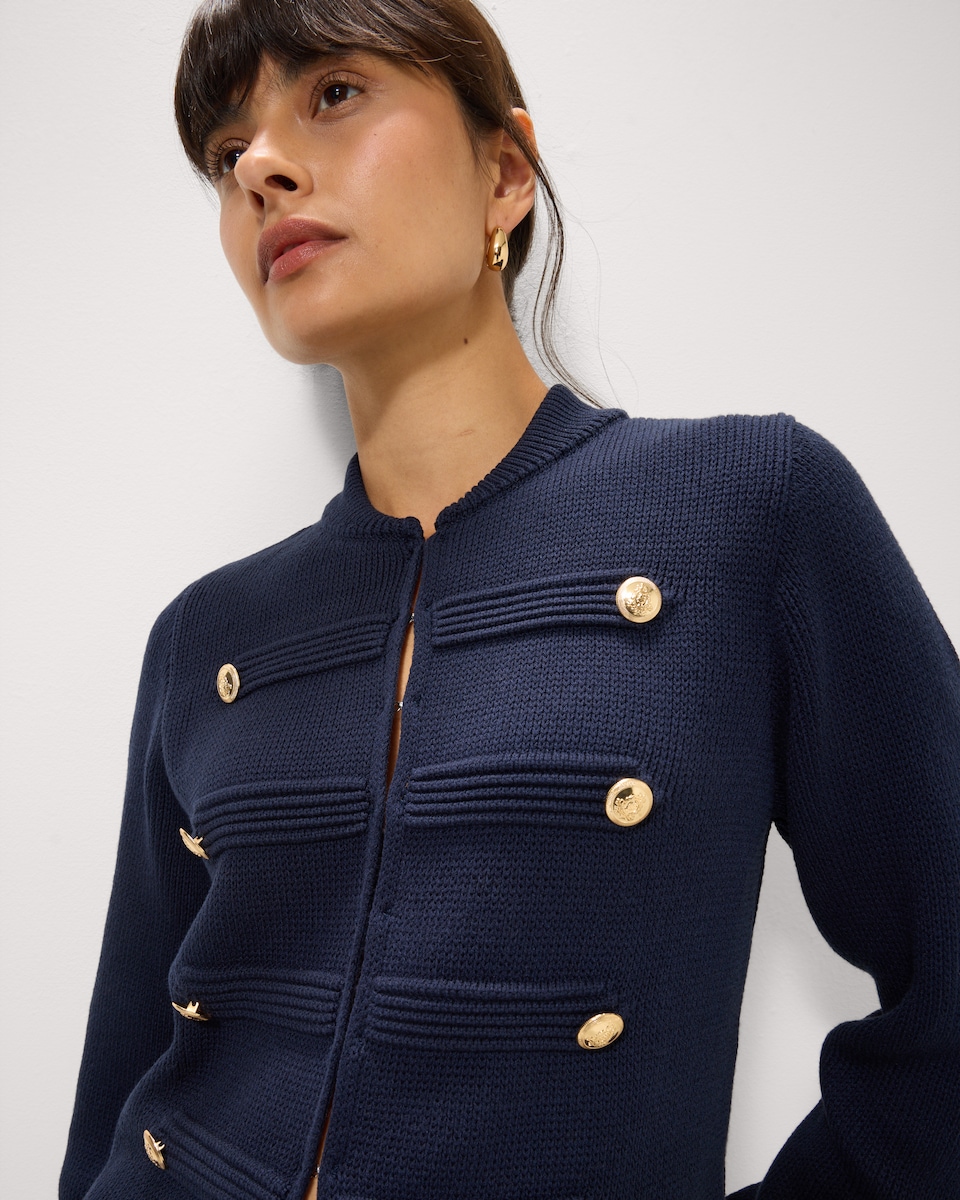 image 1 of F&F Military Style Cardigan in Navy