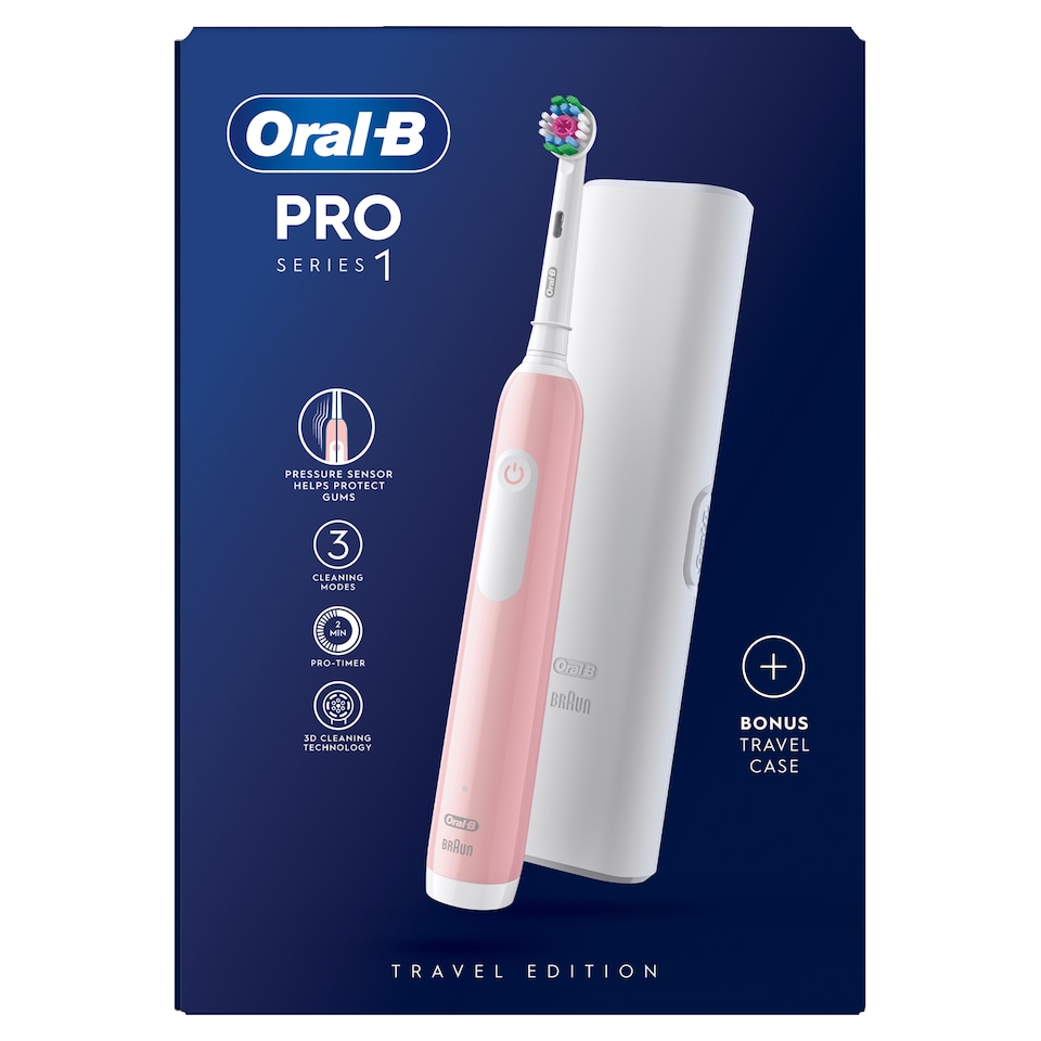 image 1 of Oral-B Pro 1 Electric Toothbrush & Case Pink