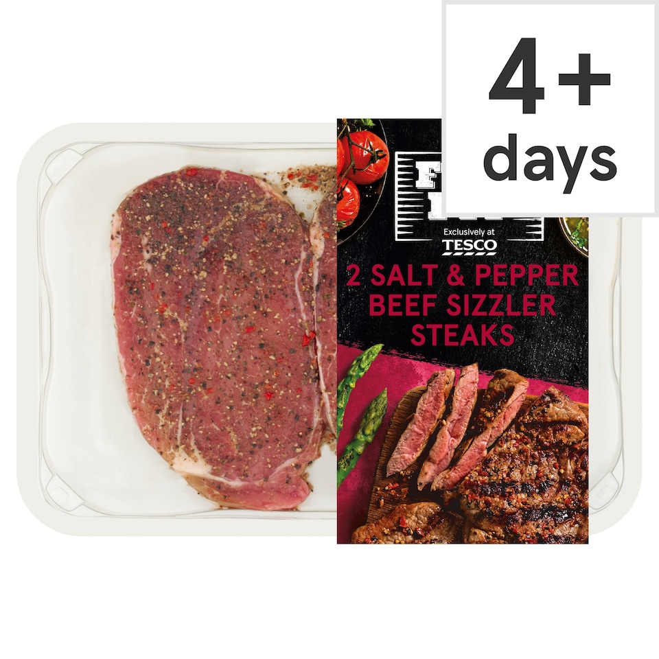 Tesco Fire Pit 2 Salt & Pepper Beef Steaks 200G