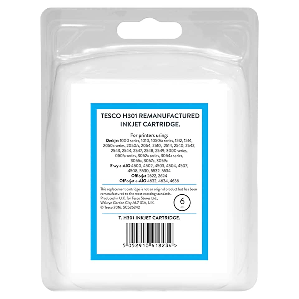 image 1 of Tesco Remanufactured HP 301 Black Ink Cartridge