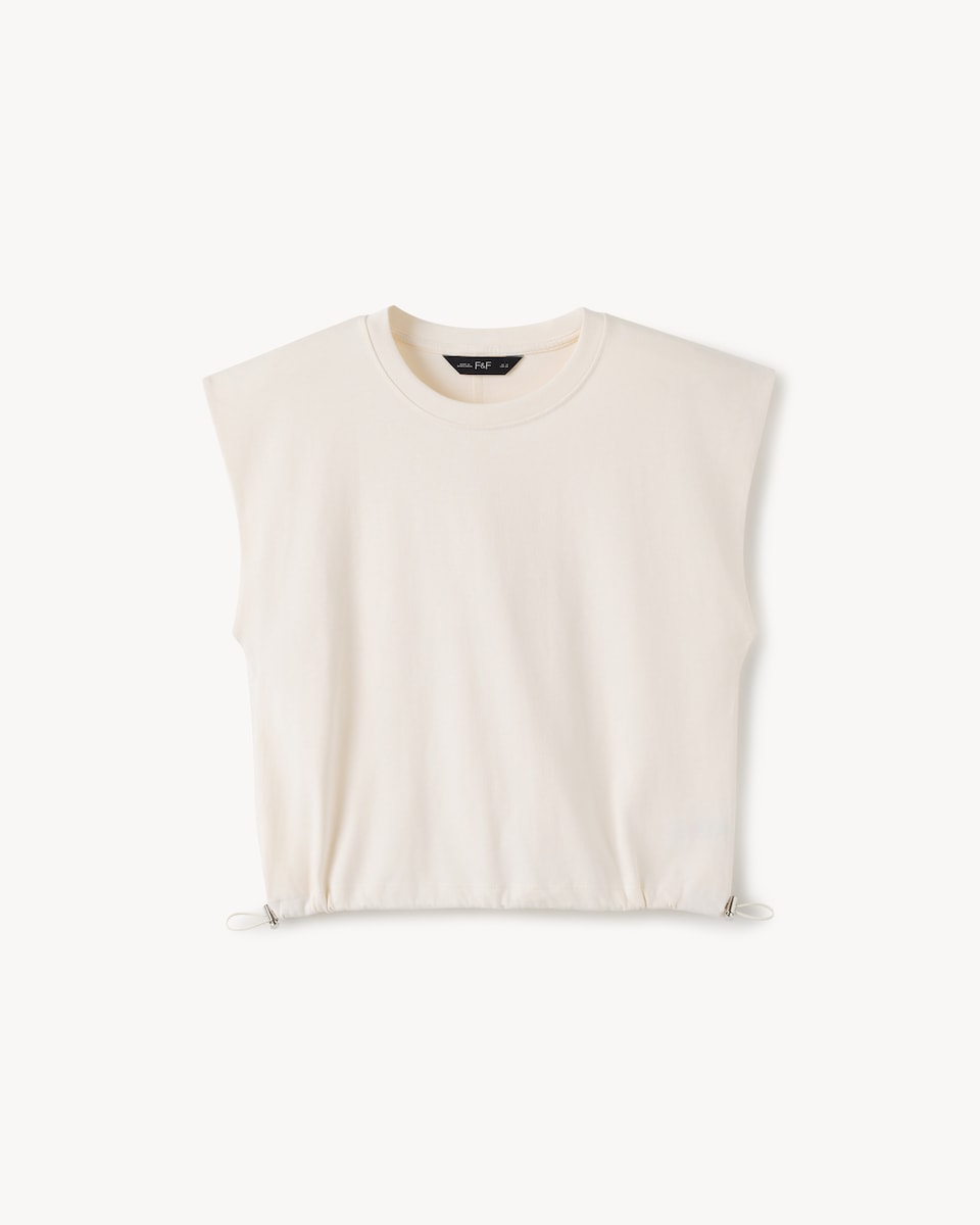image 1 of F&F Pure Cotton Adjustable Hem Top in Cream