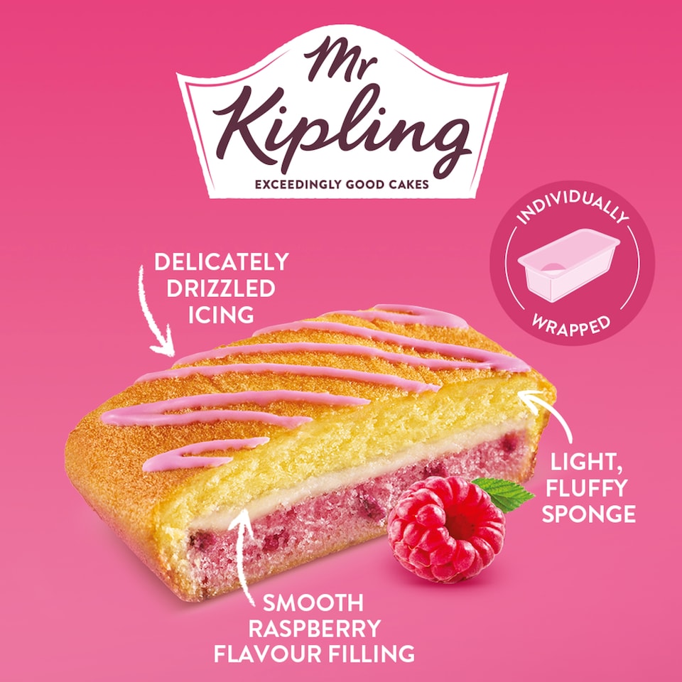 image 1 of Mr Kipling Angel Slices Raspberry Cake 6 Pack