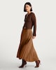 image 1 of The F&F Edit Satin Pleated Midi Skirt in Camel