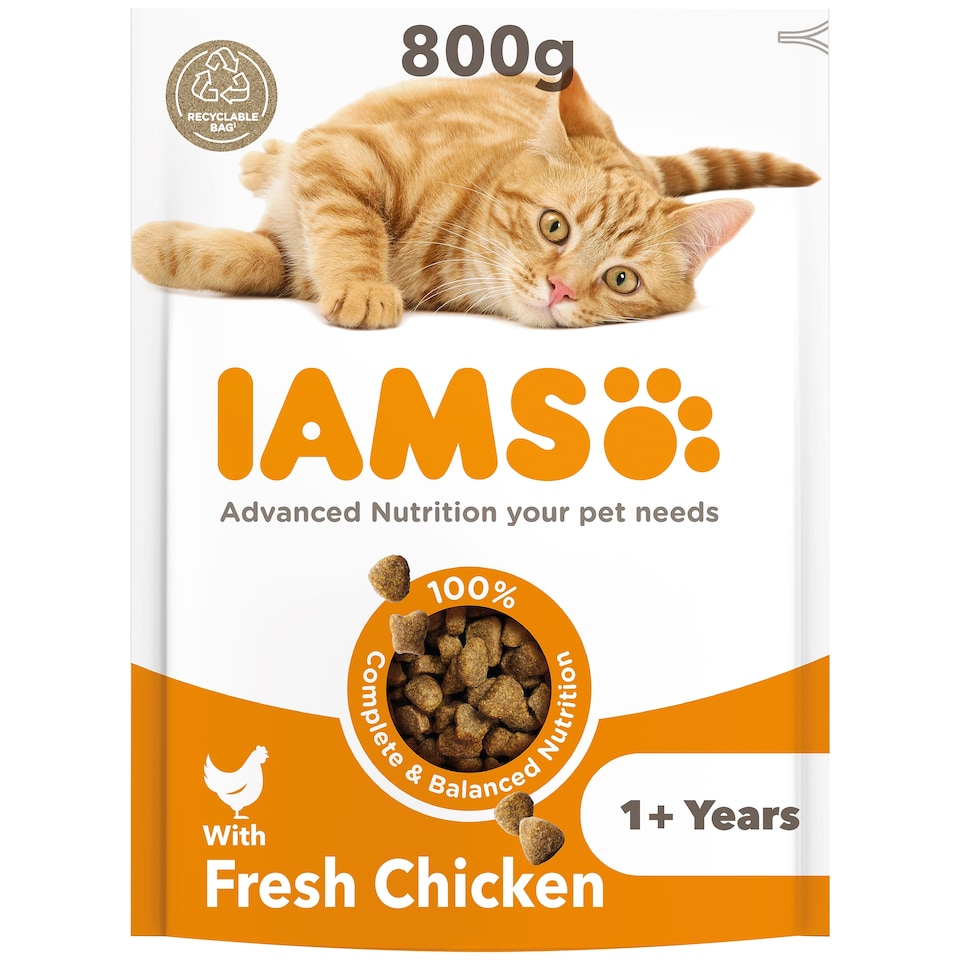 image 1 of Iams Adult 1+ Cat Food With Fresh Chicken 800G