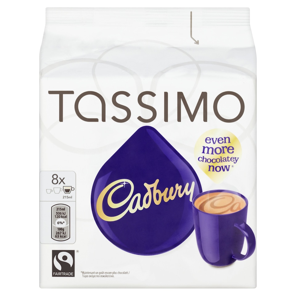 Tassimo Cadbury Hot Chocolate Pods 8 Pack 240g