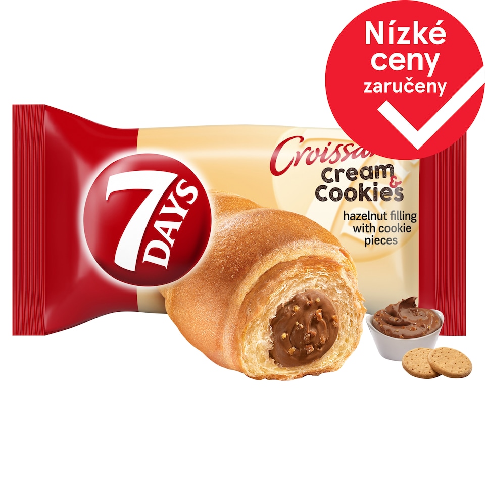 7 Days Croissant Cream & Cookies s lískooříškovým krémem s kousky sušenek 60g