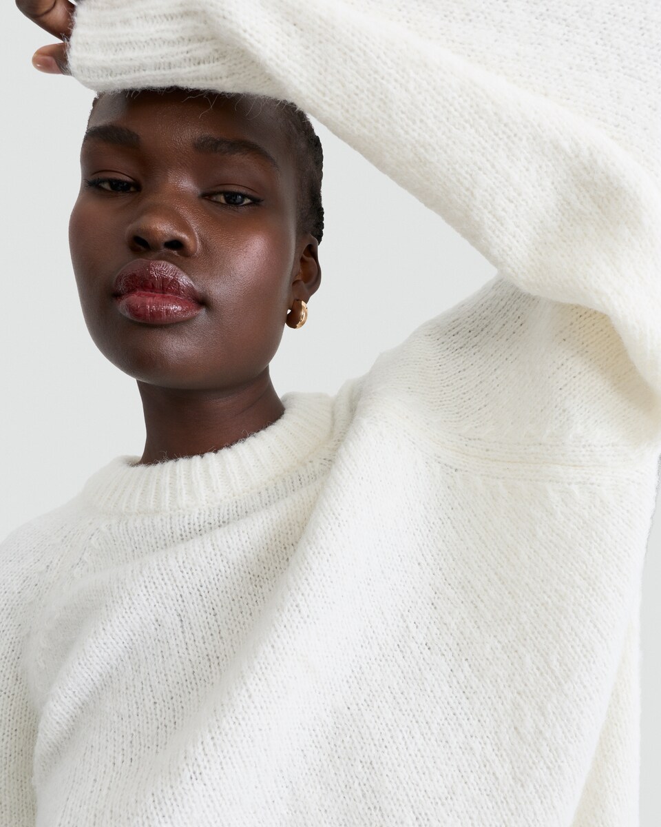 image 1 of F&F Knitted Satin Bow Back Jumper in Cream